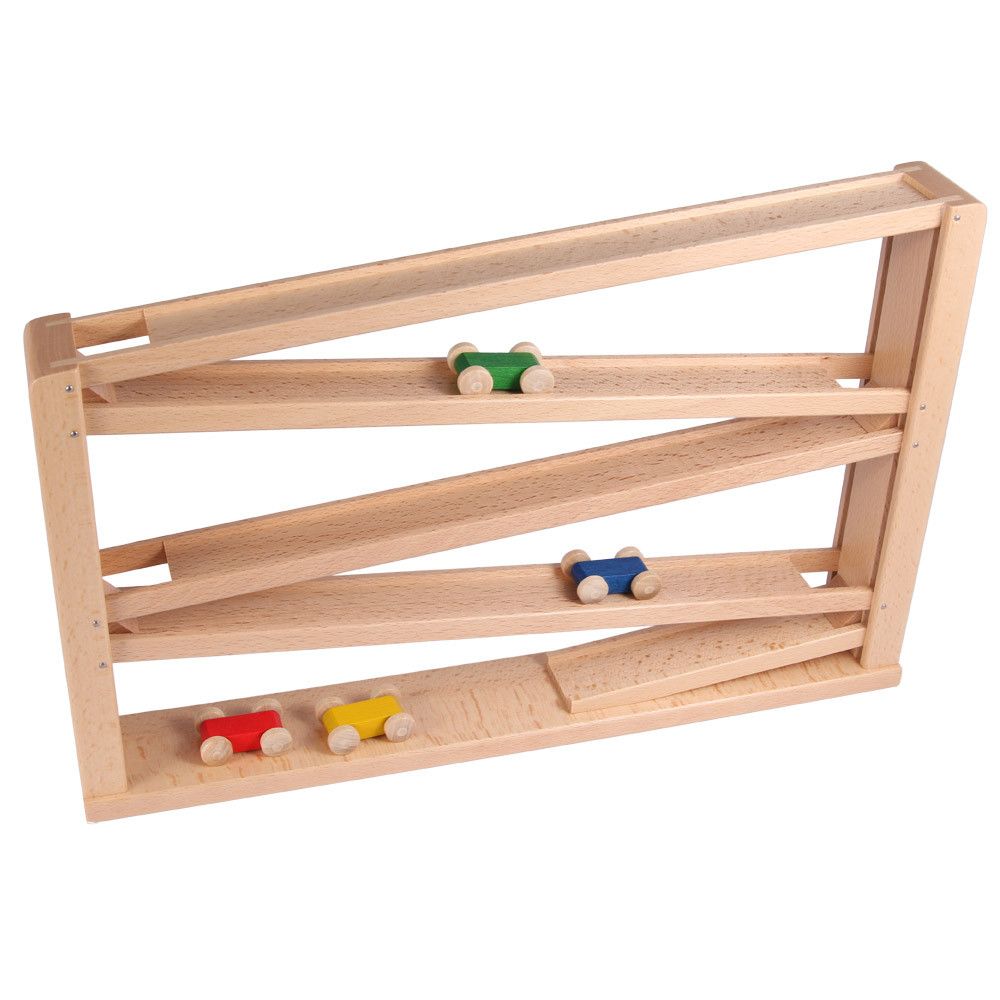 Laufbahn mit 4 Autos, bunt, "spiel gut", Beck Holzspielzeug. von Beck Holzspielzeug