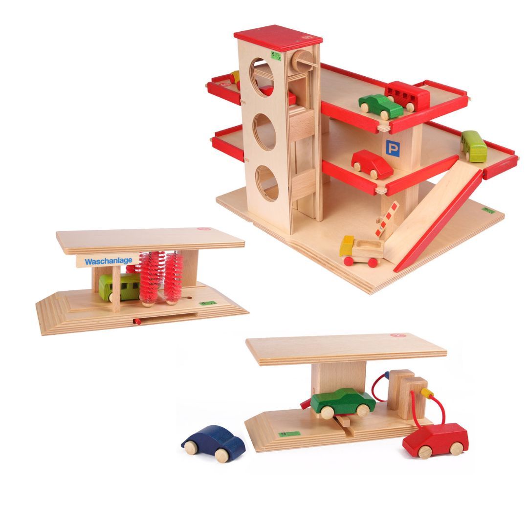 Set Parkhaus aus Holz, Tankstelle, Waschanlage, Beck Holzspielzeug. Set Parkhaus aus Holz, Tankstelle, Waschanlage, Beck Holzspielzeug. von Beck Holzspielzeug