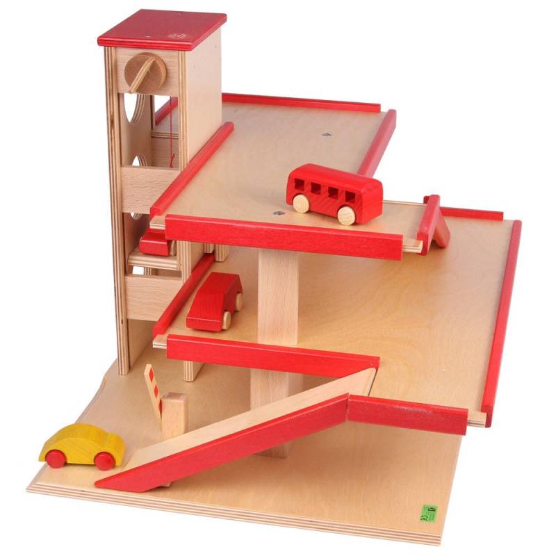 Set Parkhaus aus Holz mit 26 teiligem Zubehör, von Beck Holzspielzeug von Beck Holzspielzeug