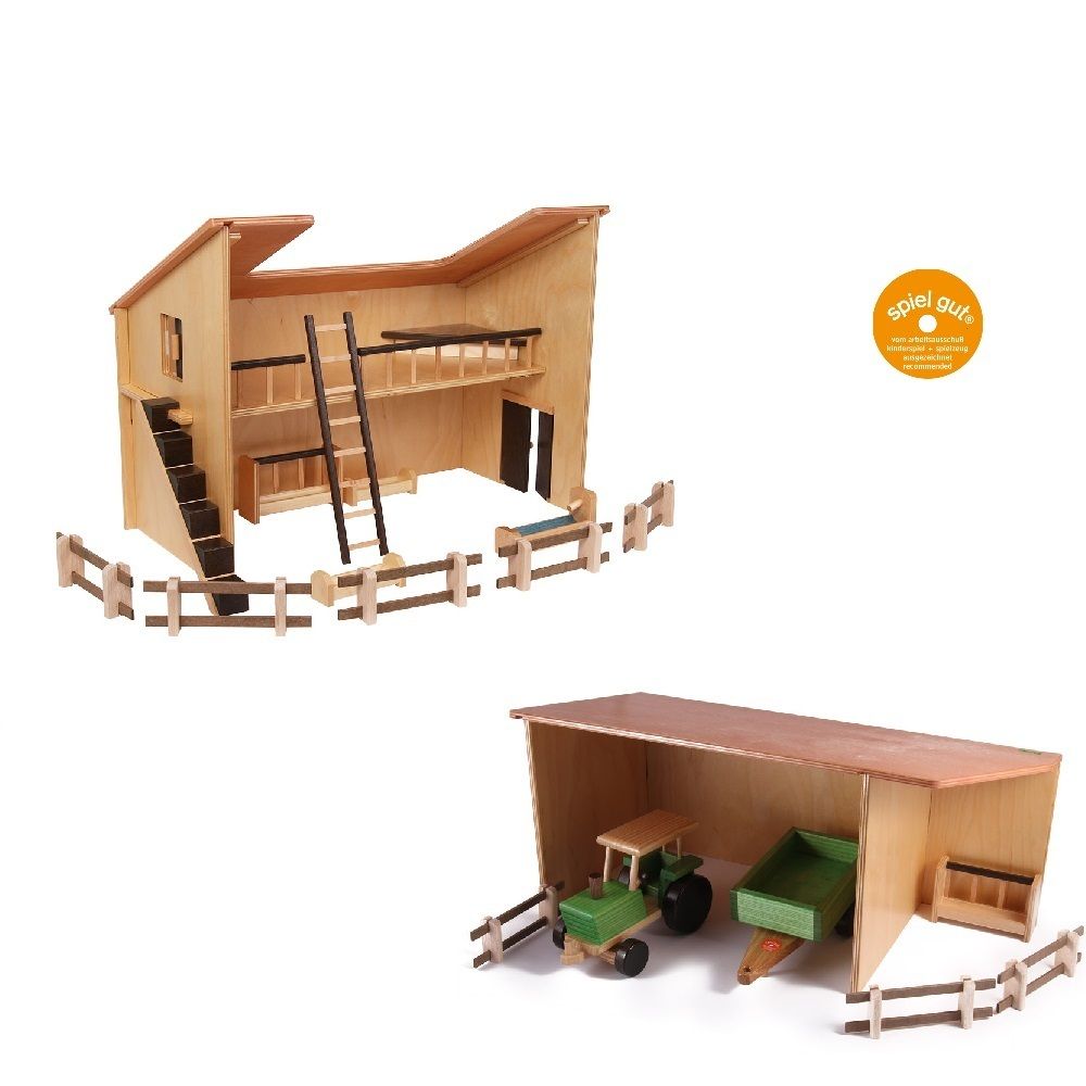 Set Stall, Geräteschuppen, Birkensperrholz von Beck Holzspielzeug. von Beck Holzspielzeug