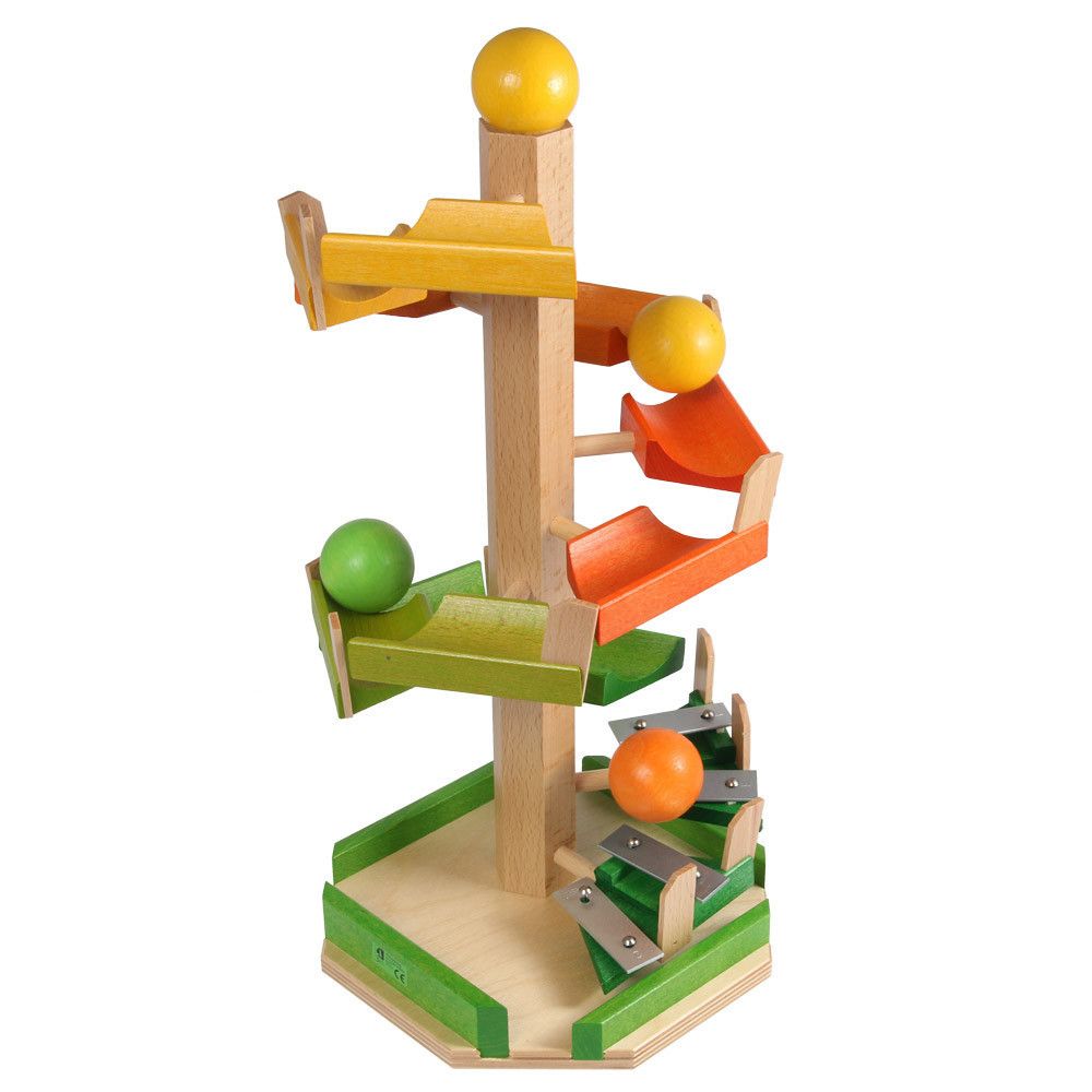 Treppen-Kugelturm, Holzkugelbahn, Beck Holzspielzeug. von Beck Holzspielzeug