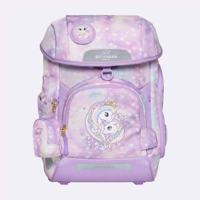 BECKMANN Schulranzen Set AIR PLUS 6 tlg für Mädchen, Beckmann Designs Unicorn Purple Princess von Beckmann