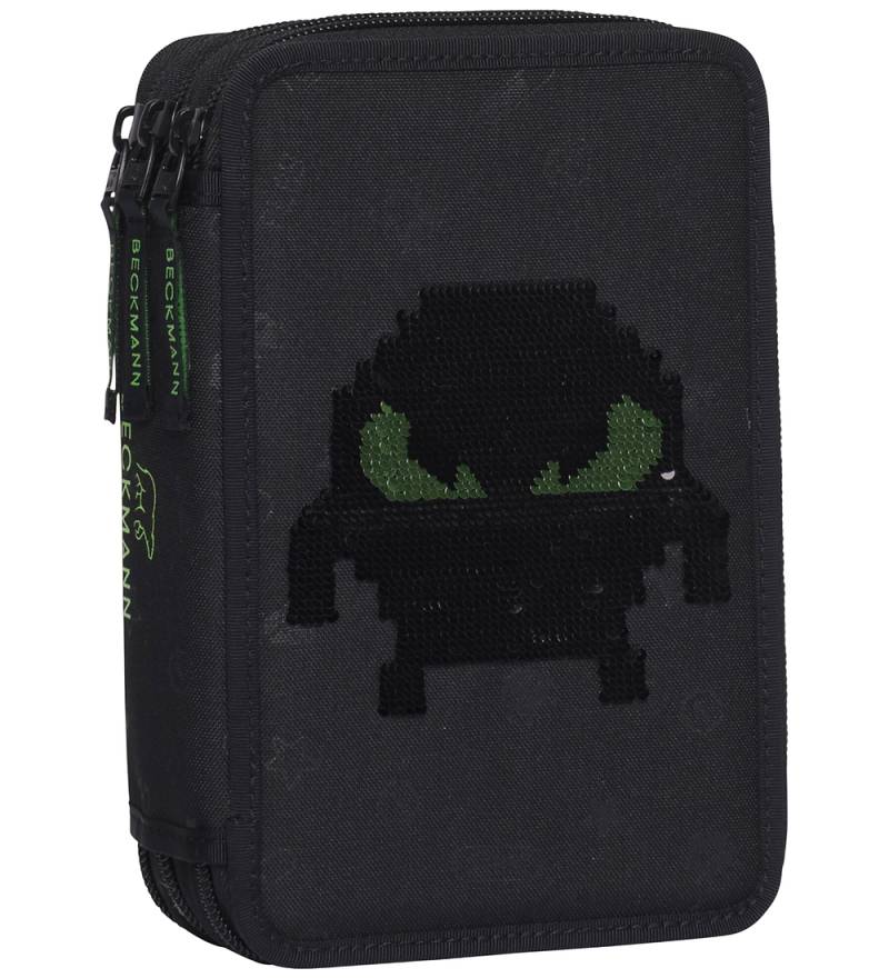 Beckmann Federmäppchen m. Inhalt - Pixel/Schwarz - Beckmann - One Size - Federmäppchen von Beckmann