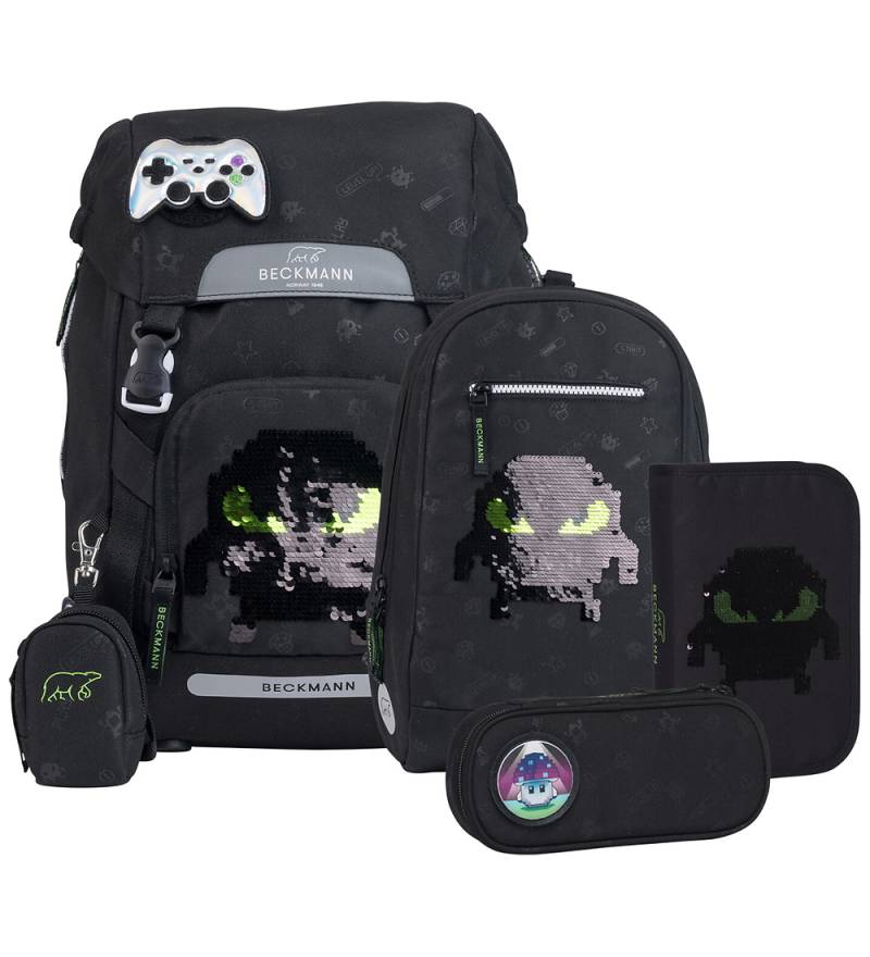 Beckmann Schulranzen-Set - Classic+ - Pixel/Schwarz - Beckmann - One Size - Schulranzen von Beckmann