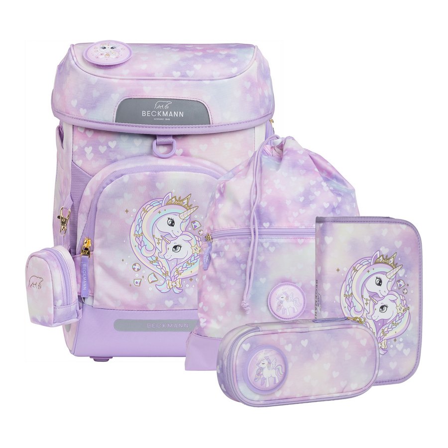 Beckmann Schulranzen-Set Plus Air Unicorn Princess Purple 6tlg. von Beckmann