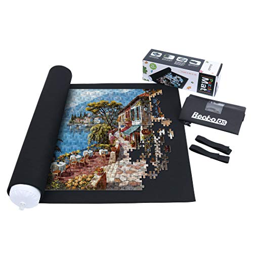 Becko Puzzle Roll Jigsaw Aufbewahrungsfilzmatte Puzzle-Speichersystem Puzzleunterlage Puzzlematte Jigroll bis zu 1500 Stück umweltfreundliches Material für Jigsaw Puzzle Player Box mit Kordelzug von Becko US