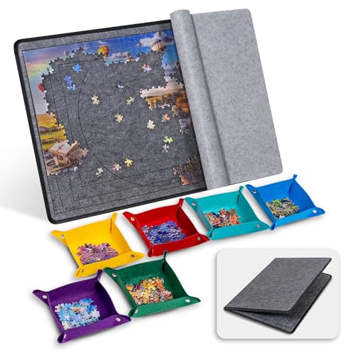 Becko US Jigsaw Puzzle Board with 6 Sorting Trays & Felt Cover, Foldable Puzzle Mat with Auxiliary Lines for Puzzle Storage Saver, Lightweight & Portable, for 1000 750 500 Piece Jigsaws Puzzles Becko US Jigsaw Puzzle Board with 6 Sorting Trays & Felt Cover, Foldable Puzzle Mat with Auxiliary Lines for Puzzle Storage Saver, Lightweight & Portable, for 1000 750 500 Piece Jigsaws Puzzles von Becko US