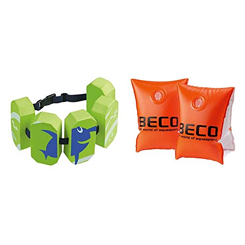 Beco 96071 8 - Schwimmgürtel Sealife, für 2-6 Jahre, 15-30 kg, grün & 09703 Schwimmhilfen Doppelkammersystem, Körpergewicht 15 bis 30 kg von Beco Baby Carrier