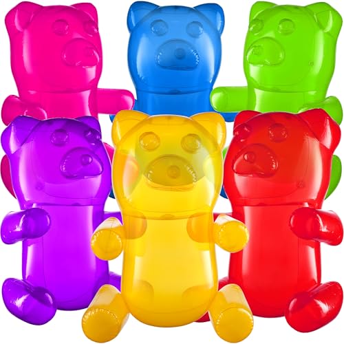 Aufblasbare Gummibärchen, 61 cm, 6 Stück, riesiges aufblasbares Pool-Spielzeug, lustige Foto-Requisiten und große Gummibär-Dekorationen für Kindergeburtstage und von Bedwina