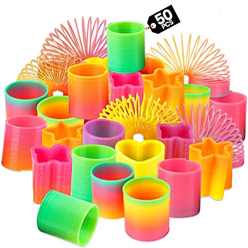 Bedwina Regenbogenspirale Sortiment – 50 St. Mini Regenbogen Spirale für Kinder | Leuchtende Farben & Formen, Mitbringsel Kindergeburtstag, Party Mitgebsel und Kleine Geschenke Adventskalender Kinder von Bedwina