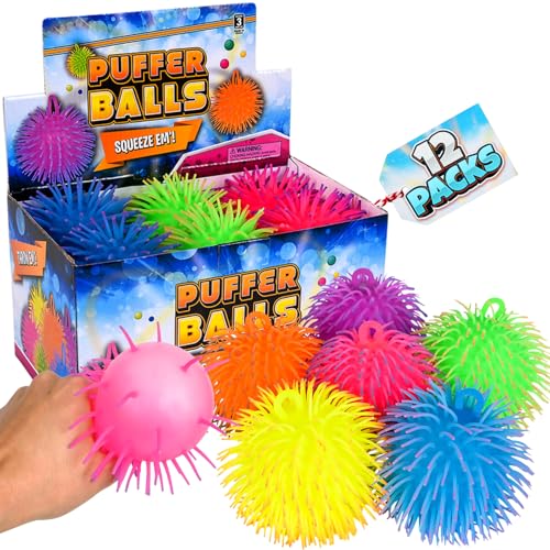 Bedwina Sensorik Bälle 12er-Pack – Großpackung Wuschelbälle, Neon, Sensorik-, Stressabbau- und Therapieball für Kinder, Geschenktüten, Partygeschenke von Bedwina