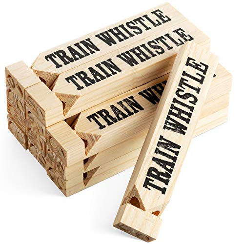 Bedwina Zugpfeifen aus Holz (12 Stück) – Zugpfeifen aus Holz für Kinder, Zug-Gastgeschenke, thematische Geburtstagsdekorationen, Krachmacher, Goodie-Bag-Füller von Bedwina