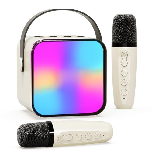 Karaoke Maschine mit 2 Drahtlosen Mikrofonen, Beedove Lautsprecher für Kinder mit LED-Lichter & Stimme Wechselnde Effekte, Tragbares Bluetooth Karaoke Spielzeug (Beige) Karaoke Maschine mit 2 Drahtlosen Mikrofonen, Beedove Lautsprecher für Kinder mit LED-Lichter & Stimme Wechselnde Effekte, Tragbares Bluetooth Karaoke Spielzeug (Beige) von Beedove
