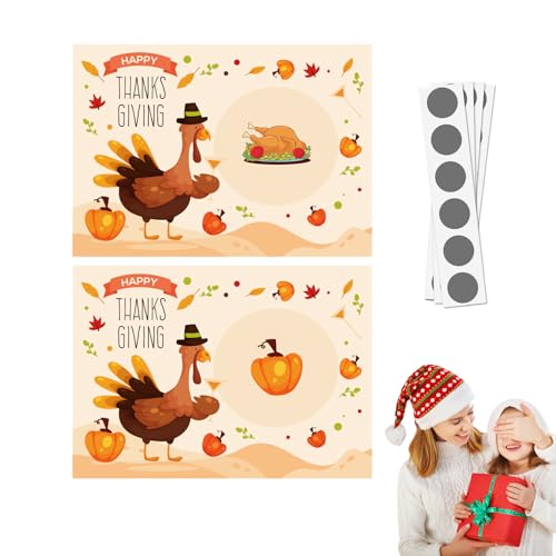 Beedozo Rubbelspielkarten,48 Stück Truthahn-Rubbelkarten für stimmungsvolles Thanksgiving - Partygeschenke für Kinder für Versammlungen, Schulveranstaltungen, Gruppenspiele, Party-Herausforderungen von Beedozo