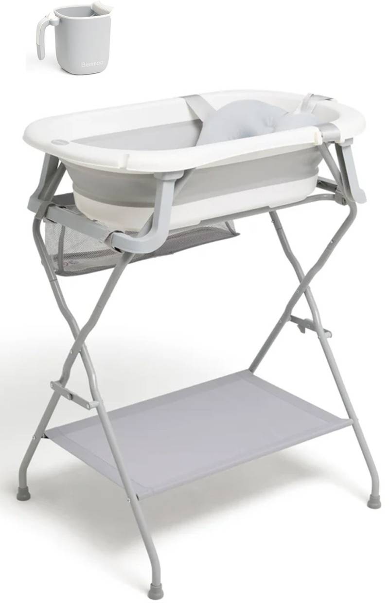 Beemoo CARE Assist Badewanne inkl. Badestütze, Badestativ &  Duschkanne, Grey/White von Beemoo