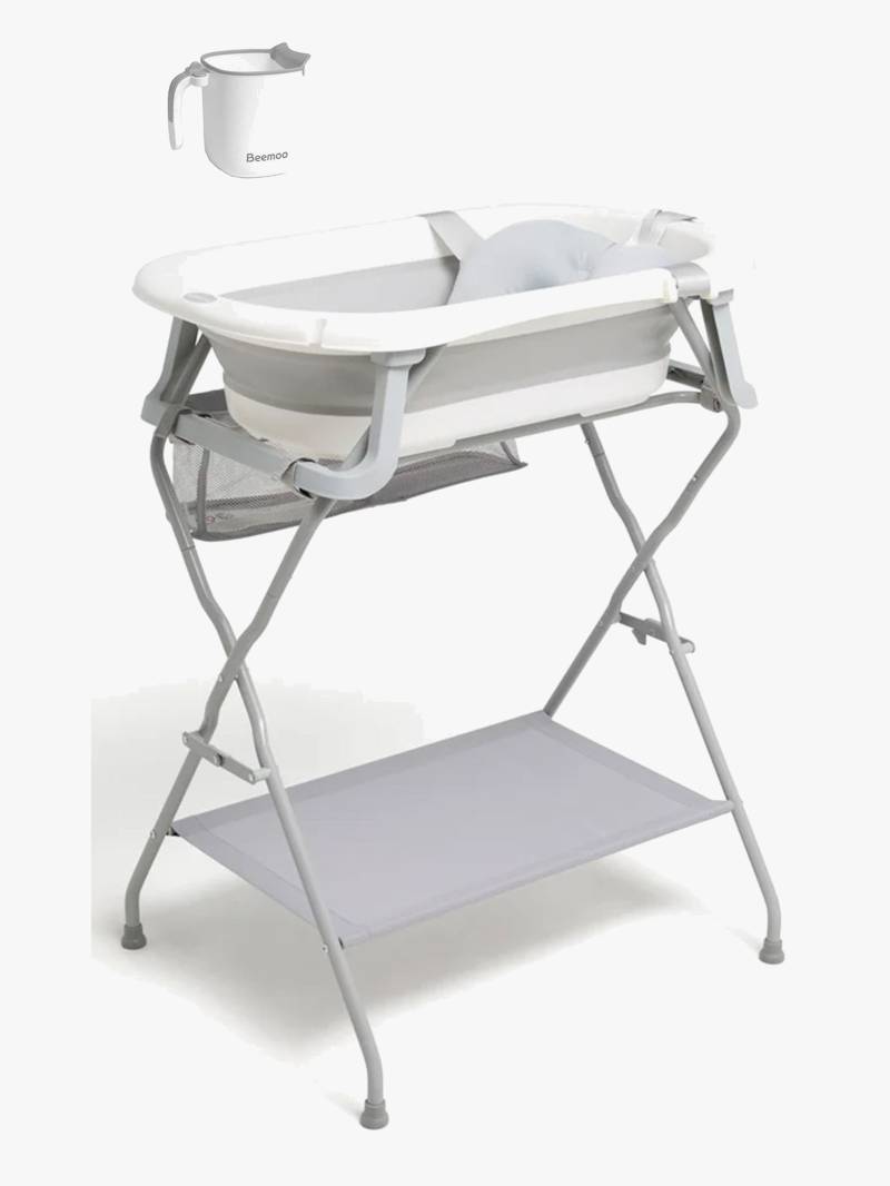 Beemoo CARE Assist Badewanne inkl. Badestütze, Badestativ &  Duschkanne, White/Grey von Beemoo