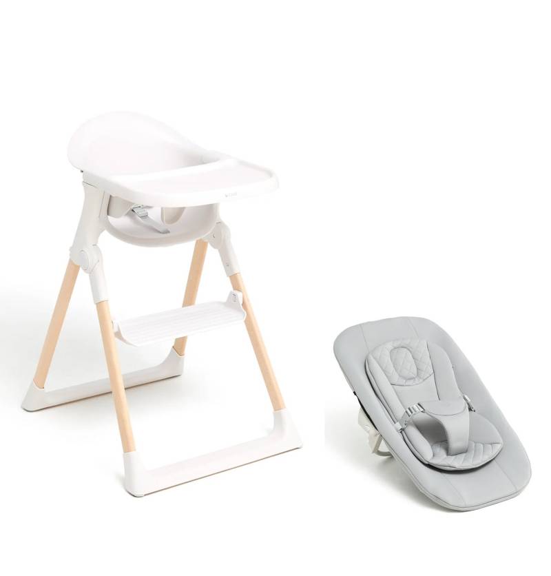 Beemoo CARE Harmony Hochstuhl inkl. Neugeborenen-Set, White/Wood von Beemoo