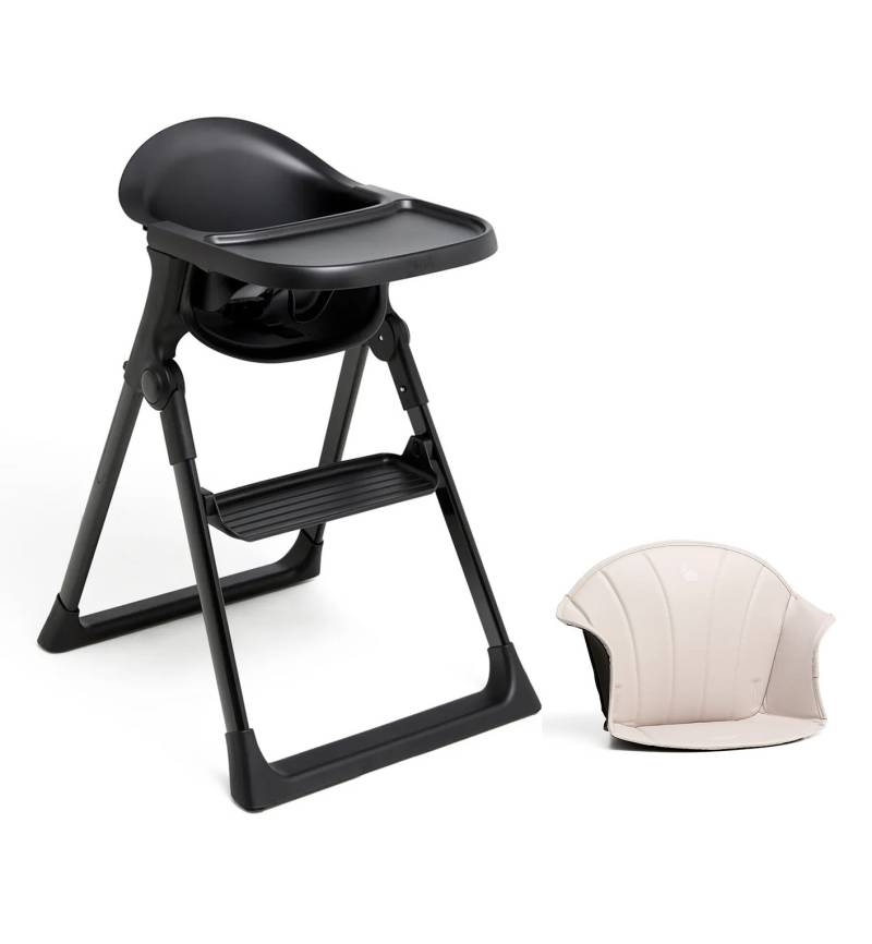 Beemoo CARE Harmony Hochstuhl inkl. Sitzkissen, All Black/Beige von Beemoo