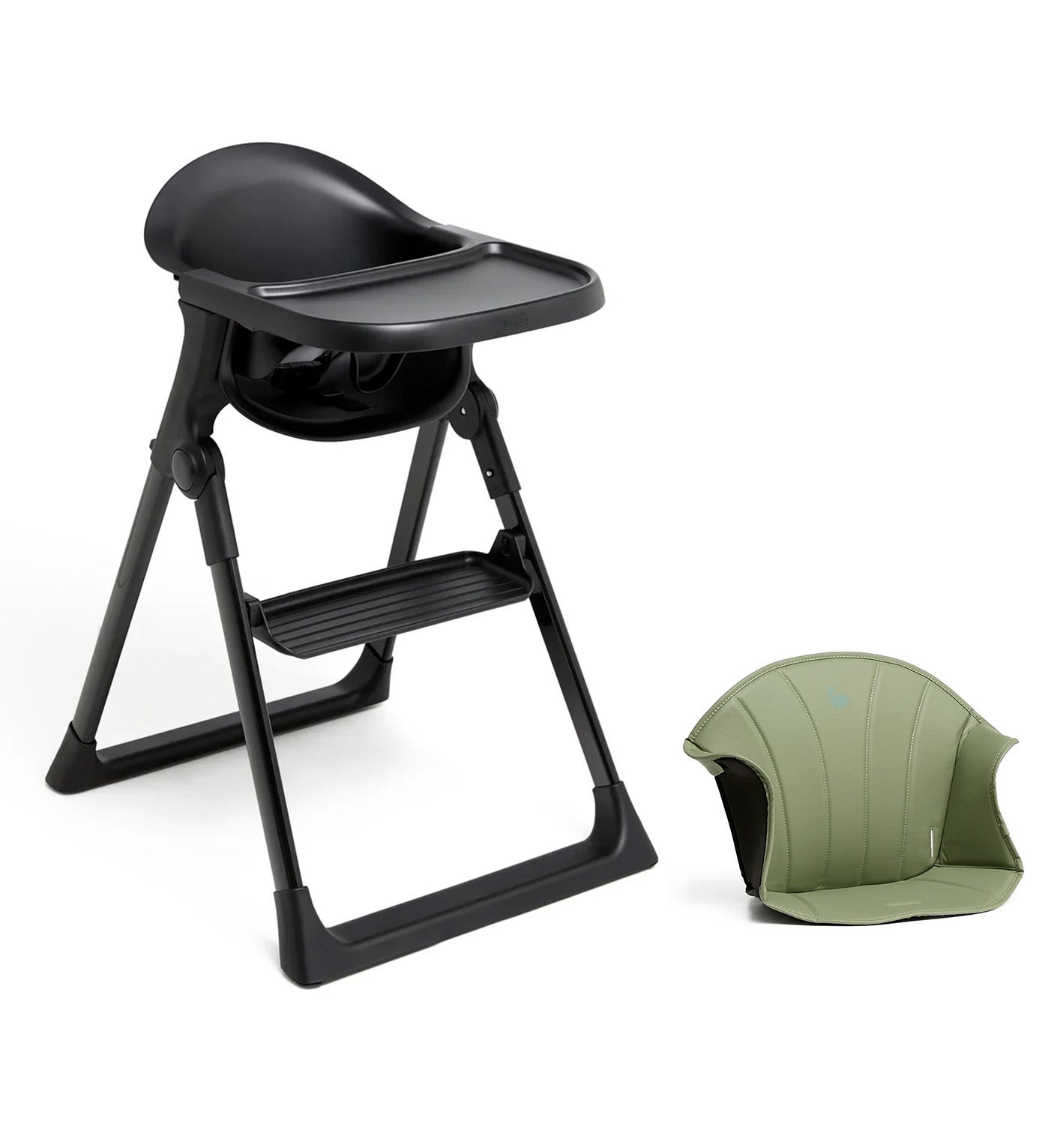 Beemoo CARE Harmony Hochstuhl inkl. Sitzkissen, All Black/Green von Beemoo