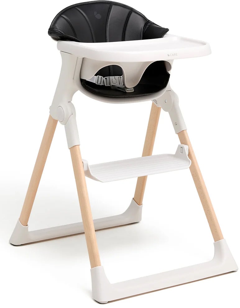 Beemoo CARE Harmony Hochstuhl inkl. Sitzkissen, White/Wood/Black von Beemoo