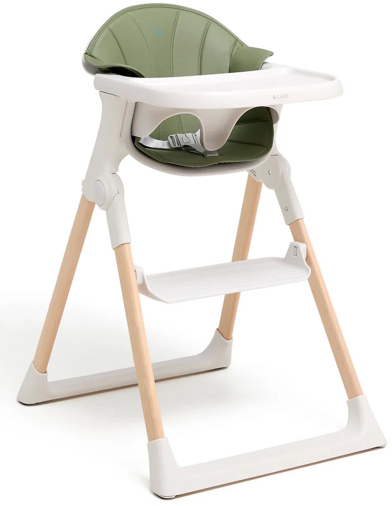 Beemoo CARE Harmony Hochstuhl inkl. Sitzkissen, White/Wood/Green von Beemoo