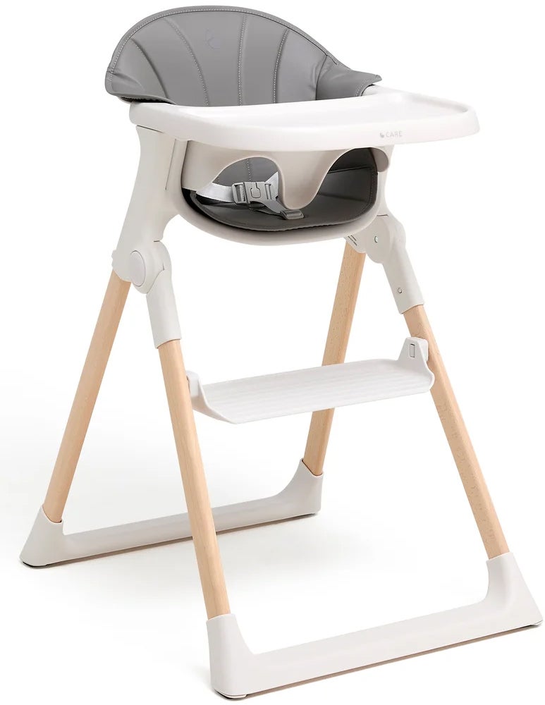 Beemoo CARE Harmony Hochstuhl inkl. Sitzkissen, White/Wood/Grey von Beemoo