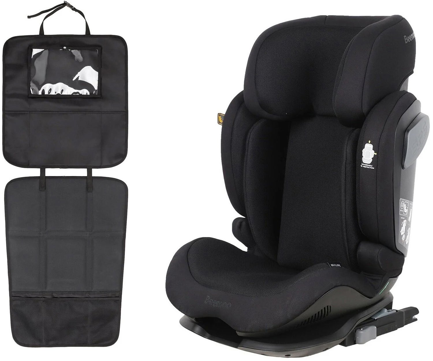 Beemoo Recline i-Size Kindersitz inkl. 3-in-1 Sitzschutz, Black Mesh von Beemoo