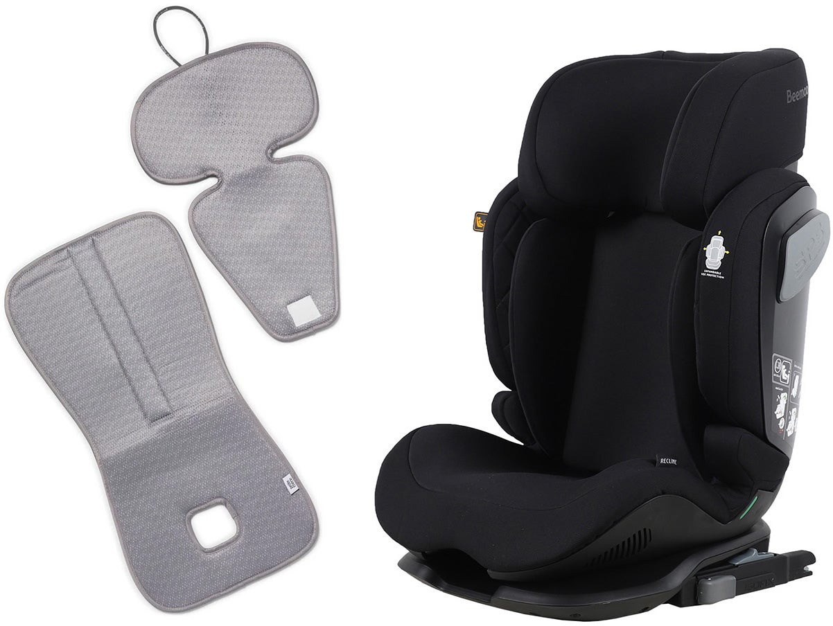 Beemoo Recline i-Size Kindersitz inkl. Ventilierendem Sitzpolster, Black Stone/Grey von Beemoo