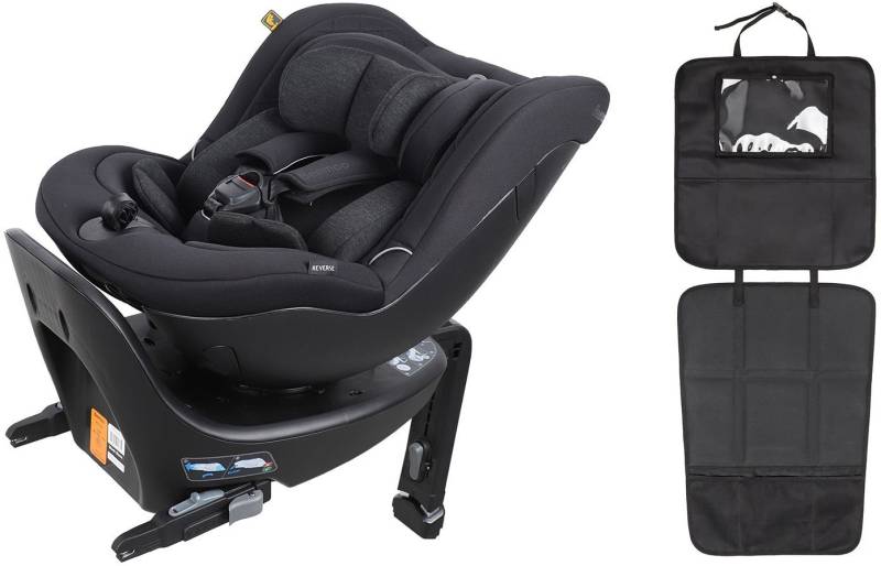 Beemoo Reverse i-Size Rückwärtsgerichteter Kindersitz inkl. 3-in-1 Sitzschutz, Black Stone von Beemoo