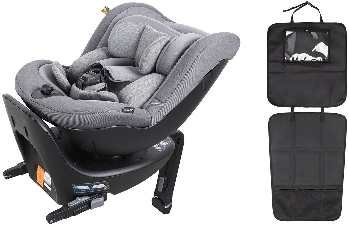 Beemoo Reverse i-Size Rückwärtsgerichteter Kindersitz inkl. 3-in-1 Sitzschutz, Mineral Grey von Beemoo