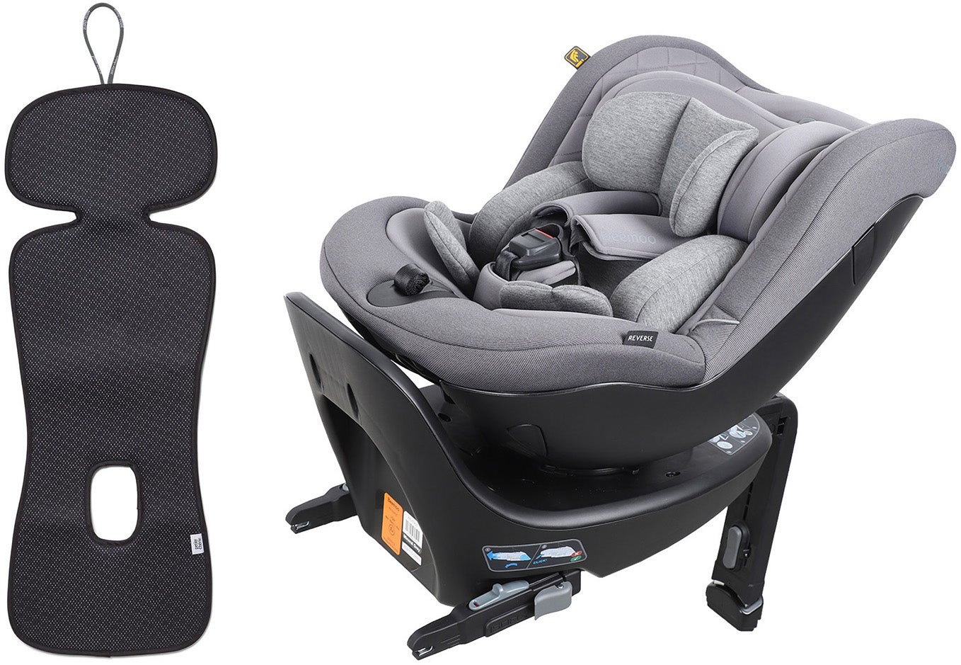 Beemoo Reverse i-Size Rückwärtsgerichteter Kindersitz inkl. Ventilierendem Sitzpolster, Mineral Grey/Antracit von Beemoo