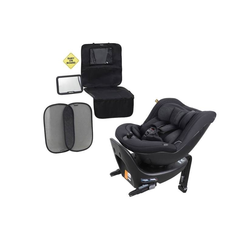 Beemoo Reverse i-Size Rückwärtsgerichteter Kindersitz inkl. Zubehörpaket, Black Stone von Beemoo