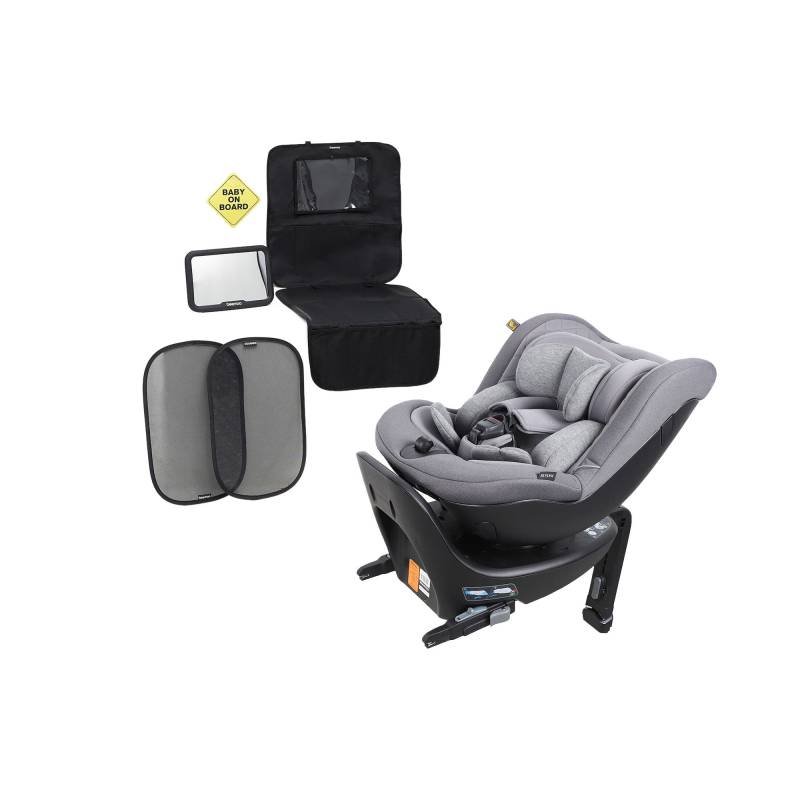 Beemoo Reverse i-Size Rückwärtsgerichteter Kindersitz inkl. Zubehörpaket, Mineral Grey von Beemoo