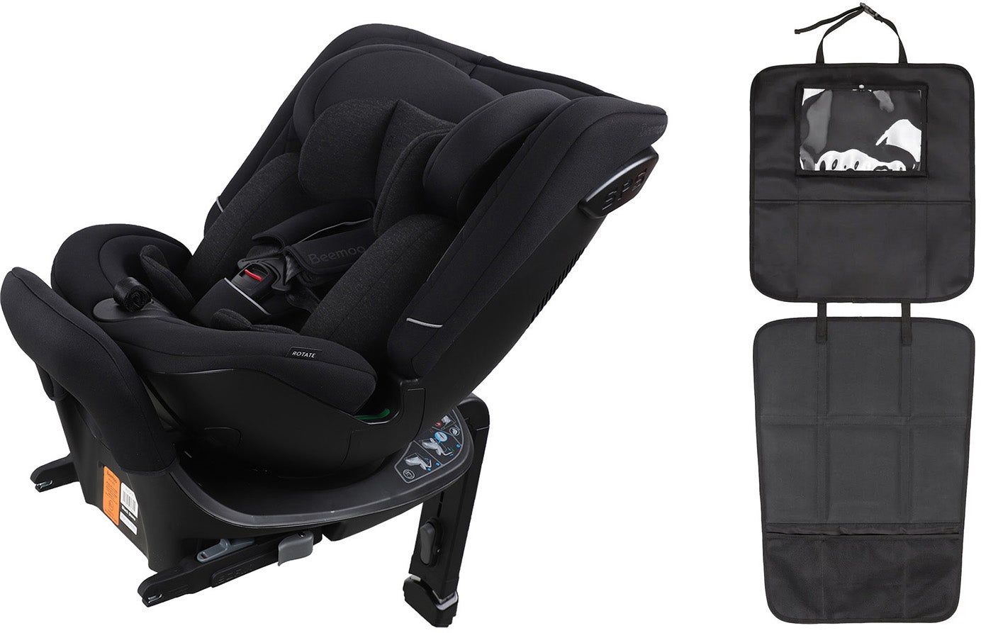 Beemoo Rotate i-Size Wendbarer Kindersitz inkl. 3-in-1 Sitzschutz, Black Stone von Beemoo