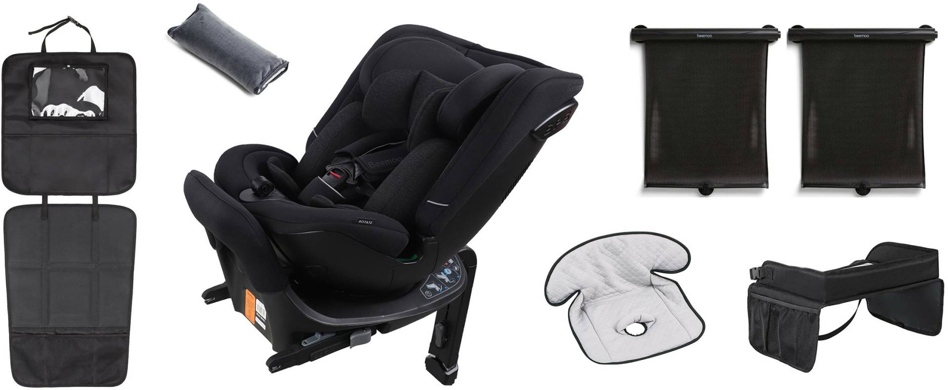 Beemoo Rotate i-Size Wendbarer Kindersitz inkl. Zubehör, Black Stone von Beemoo