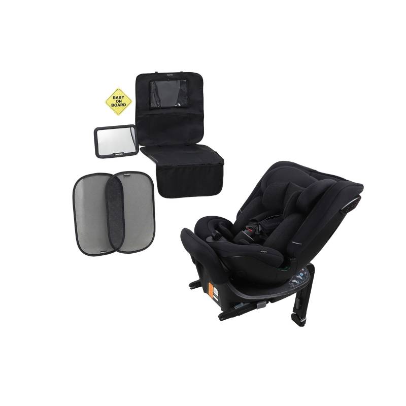 Beemoo Rotate i-Size Wendbarer Kindersitz inkl. Zubehörpaket, Black Stone von Beemoo