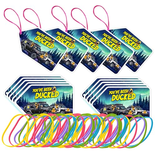 Duck Tags, You've Been Ducked, 50 Set Duck Ducking Game Card, Rubber Duck for Tags, Printed SUV Car Yellow Duck Tags, with Round Hole and Rubber Bands (Duck Card-Black) von Been Ducked