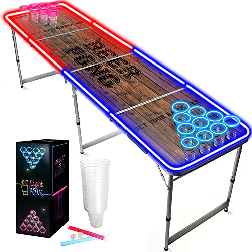 Beer Pong Offizieller Light Kit Tisch Set | Full Pack | Inkl. 1 Tisch + 120 53cl Becher (60 Rot & 60 Blau) + 6 Ping-Pong-Bälle | Premium Qualität | Partyspiele | Trinkspiele von Beer Pong