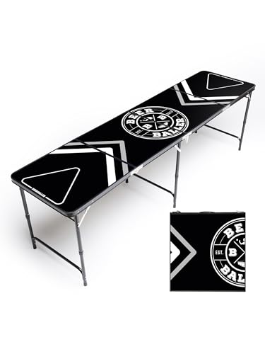 BeerBaller® Allblack Beer Pong Tisch | schwarzes Gestell & Kratzfeste Oberfläche | Klappbarer Bierpong Tisch mit Bällehalter & 6 Bier Pong Bälle | Trinkspiel | Bierpong Tische von BeerBaller