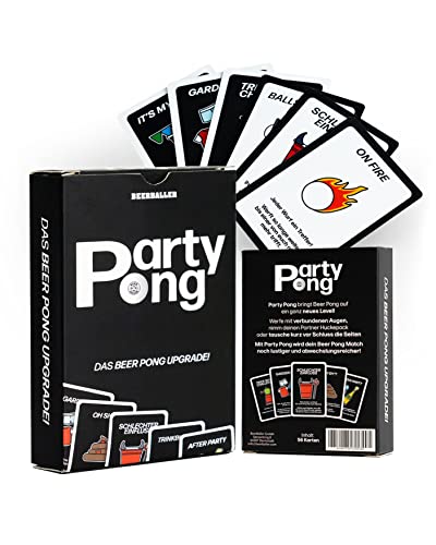 BeerBaller® Party Pong - Das Beer-Pong Upgrade! Bier-Pong jetzt noch lustiger! 56 Karten | Trinkspiel | Trinkspiele für Erwachsene | Partyspiele für Erwachsene lustig | Kartenspiele für Erwachsene von BeerBaller
