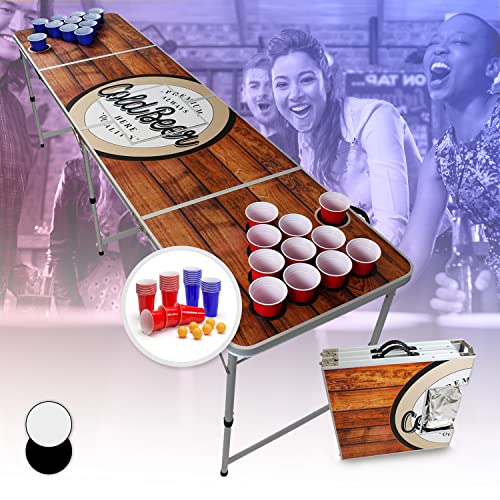 Beercup Bierpong Tische, Beer Pong Set für Partyspiele, Beerpong Tisch Klappbar & Höhenverstellbar, Beer Pong Tisch mit Red Cups-Becherhalter, Bierpong Tisch Wasserfest, Bierpongtisch mit Eisfach Beercup Bierpong Tische, Beer Pong Set für Partyspiele, Beerpong Tisch Klappbar & Höhenverstellbar, Beer Pong Tisch mit Red Cups-Becherhalter, Bierpong Tisch Wasserfest, Bierpongtisch mit Eisfach von BeerCup-Classics