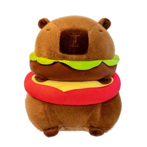 Befeixue Capybara-Plüschtiere, Capybara-Burger-Plüsch | Burger Capybara Tier Plüschtiere Spielzeugpuppe - Sofa-Dekoration, Raumdekoration, umarmbares, süßes Stofftier-Plüschtier für Kinder von Befeixue