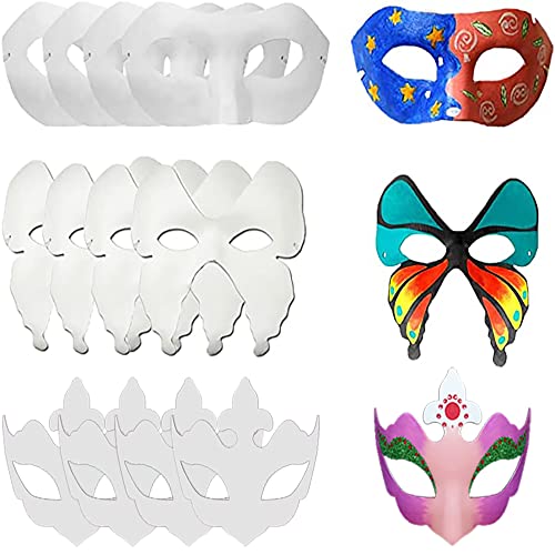 Befitery 15pcs DIY Weiße Maske Maske zum Selbermachen Einfarbige Handgemalte Papiermasken aus Zellstoff für Halloween, Karneval, Cosplay von Befitery