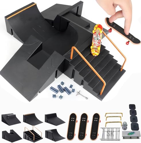 Befitery Finger Skateboard Rampe Set DIY Fingerboard Tech Deck Skatepark Fingerskateboards Set Trainings-Requisiten für Kinder und Skibegeisterte von Befitery