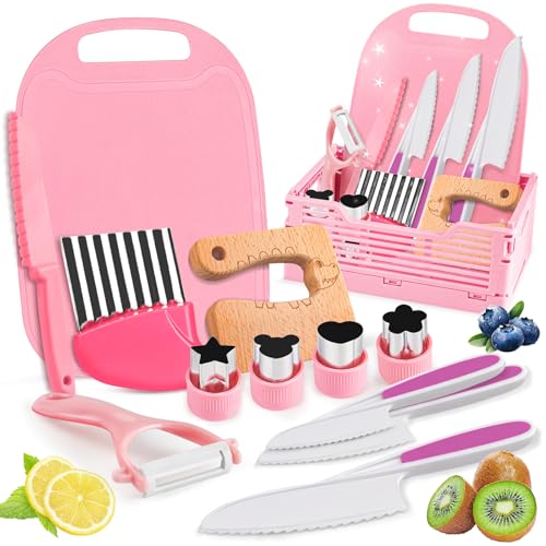 Kindermesser Set-13pcs Kinder Küchenmesser mit Faltbarer Aufbewahrungsbox und Holzmesser Montessori Spielzeug für Kinder ab 3 4 5 6+ Jahre Kindermesser Set-13pcs Kinder Küchenmesser mit Faltbarer Aufbewahrungsbox und Holzmesser Montessori Spielzeug für Kinder ab 3 4 5 6+ Jahre von Beginreally
