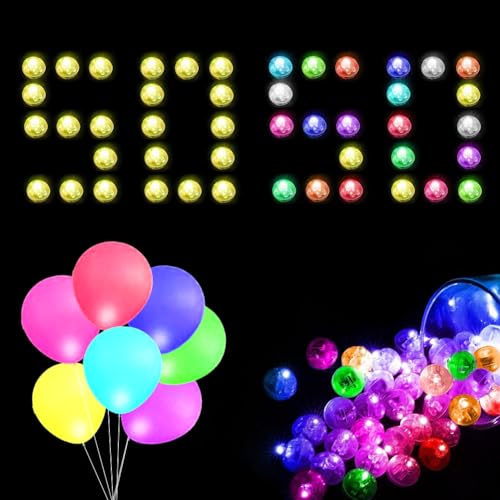 100 Stück LED Ballons Lichter,Mini Bunt Led Ballonlichter,Runde LED Licht Flash,Runde LED Ballons Lichter,LED Luftballons Leuchtend,für Halloween Karneval Papierlaterne Hochzeit Party Dekor von Begonia