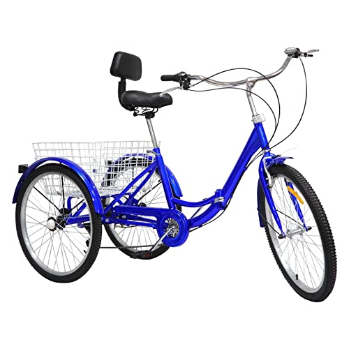 Begoniape 24 Zoll 7 Gang Dreirad für Erwachsene Senioren, Blau Erwachsenendreirad Klapprad aus Kohlenstoffstahl, Dreirad mit Wasserbecherhalter, LED Licht 3 Räder Fahrrad und Korb Begoniape 24 Zoll 7 Gang Dreirad für Erwachsene Senioren, Blau Erwachsenendreirad Klapprad aus Kohlenstoffstahl, Dreirad mit Wasserbecherhalter, LED Licht 3 Räder Fahrrad und Korb von Begoniape