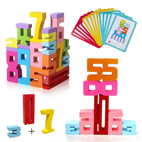 20 Stück Number Blocks,Zahlenbausteine ​​aus Holz,Holz Zahlenblock Spielzeug,Wooden Number Building Blocks,Holzbausteine Bauklötze, zahlenbausteine zum stapeln,Montessori Spielzeug ab 3 Jahre von Beibeijia