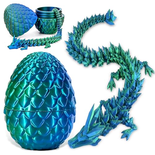 3D Gedrucktes Drachenei, Drachenei mit Drache, Geheimnisvolle Drachen Spielzeug, Beweglicher Drache, Drachen Spielzeug, Geschenke Beweglicher Drachen Figuren für Easter Dekoration (Grün) von Beibeijia