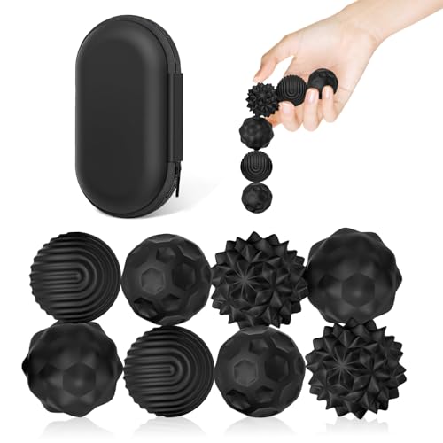 8 Stück Magnetische Fidget Toys, Magnetkugeln Stressball Silikon Sensorik Spielzeug, Magnet Stressball mit Silikonhülle, Magnetische Sensorik Bälle,Tisch-Magnetspiel für Familien & Partys(Schwarz) von Beibeijia